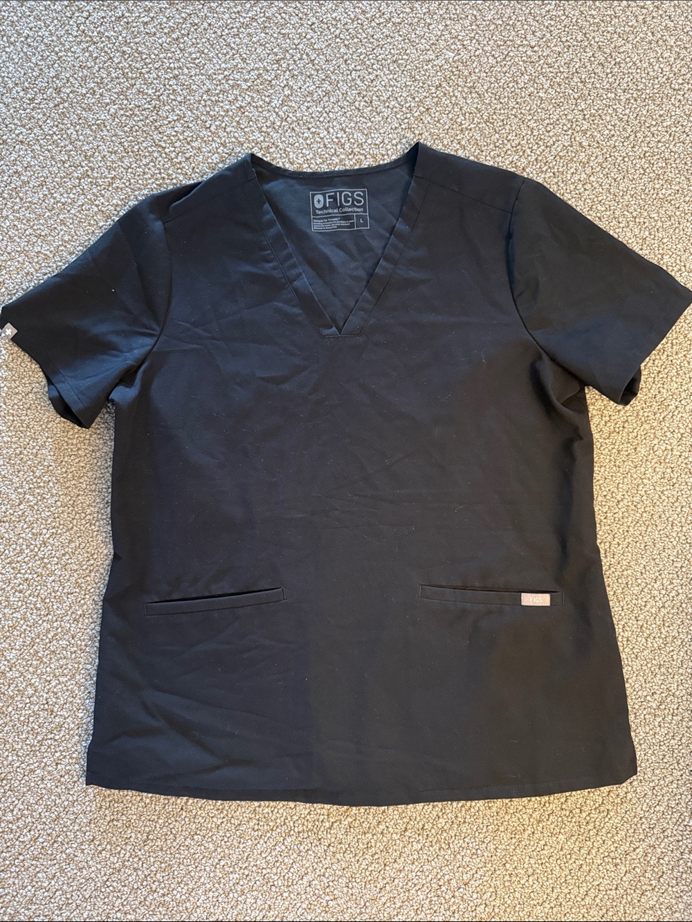 FIGS Casma Women's Scrub Top Black Size Large Healthcare Medical Uniform
